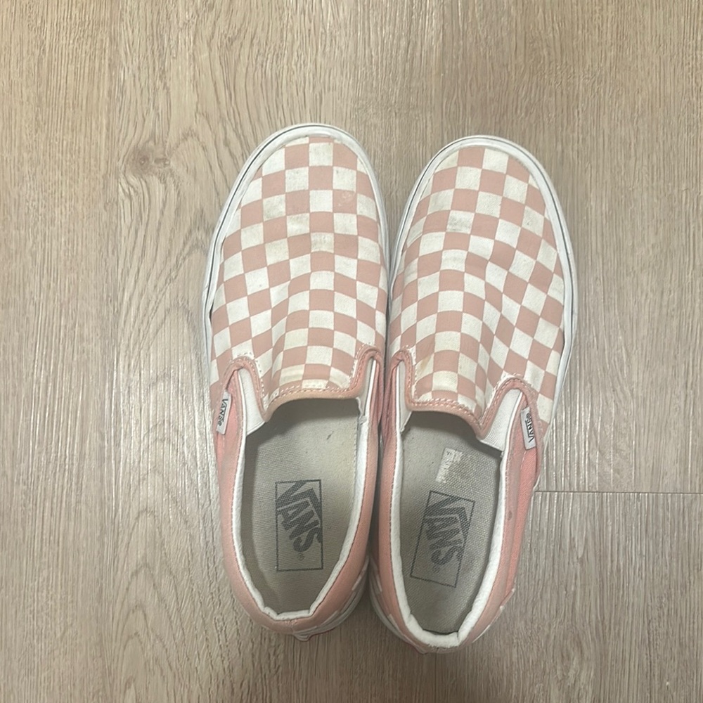 Vans Pink Checkered Slip-On Shoes